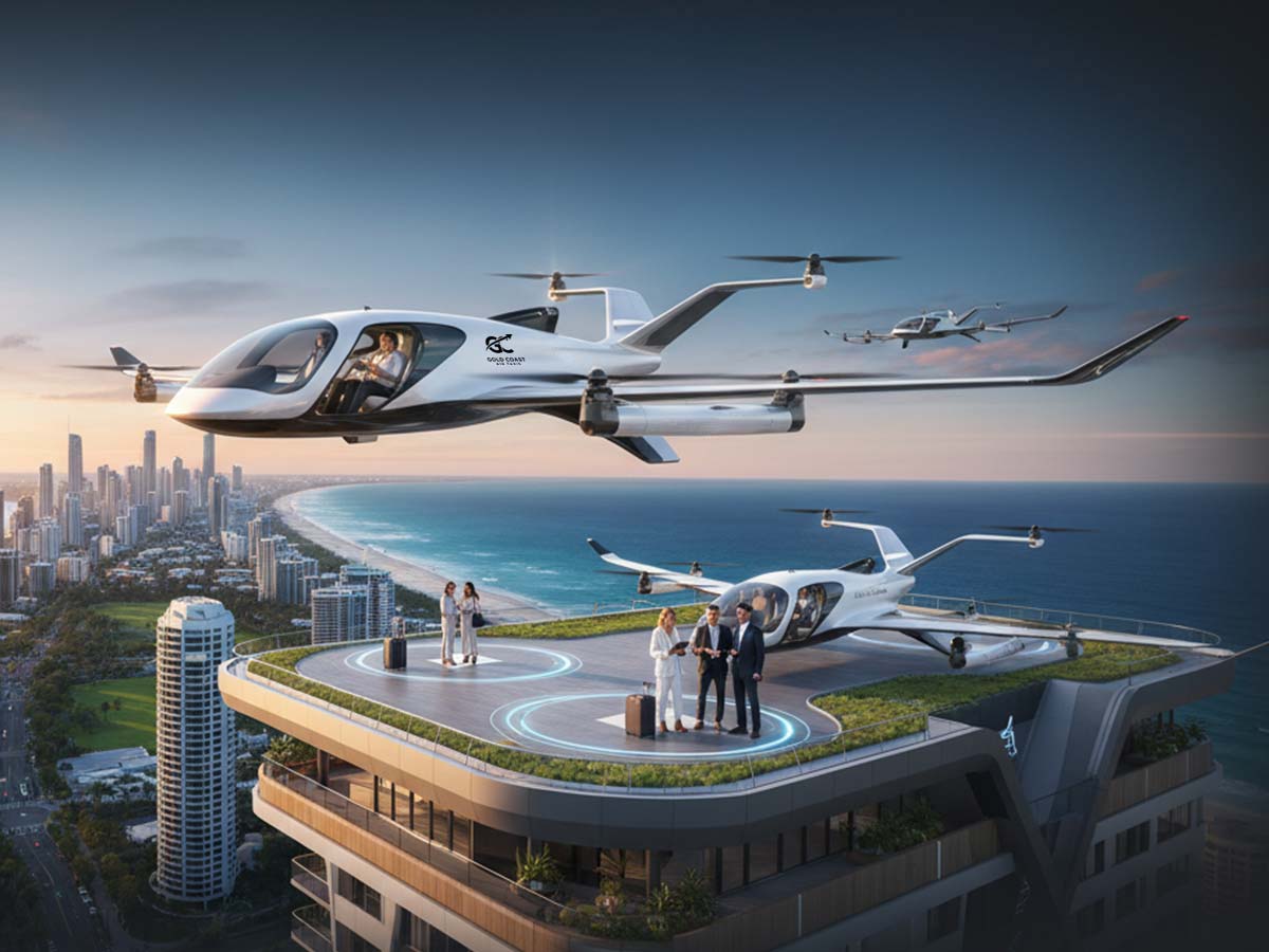 Artist impression of a future Brisbane vertiport hub